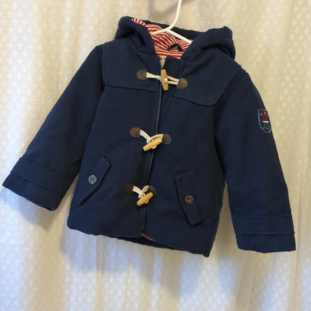 JoJo Maman Bebe Navy Blue Hooded Duffel Coat, Size 2-3 Years - Picture 2 of 7